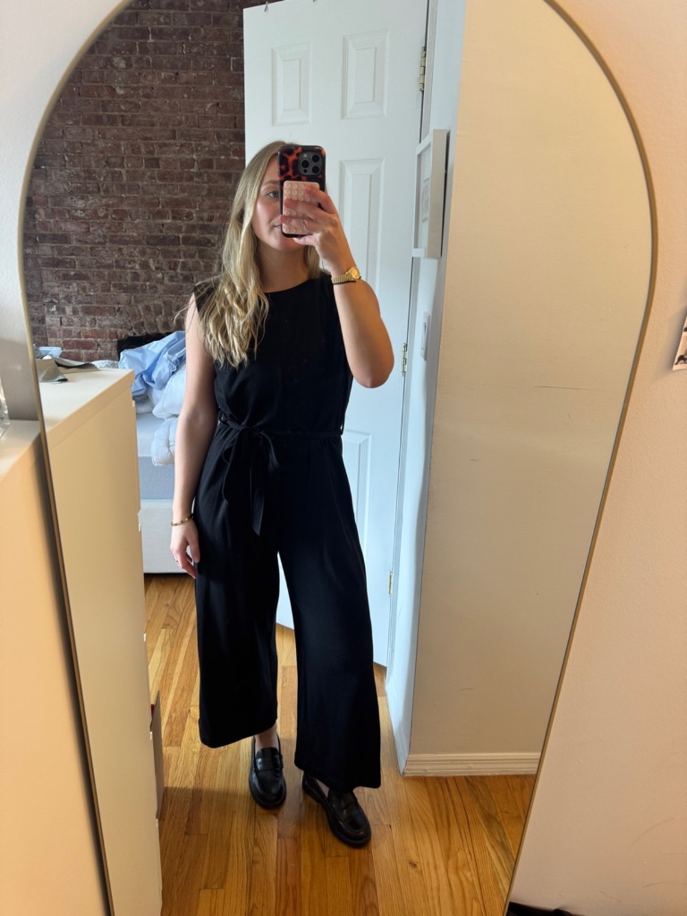 Max Studio Black Sleeveless Tie-Waist Wide-Leg Jumpsuit